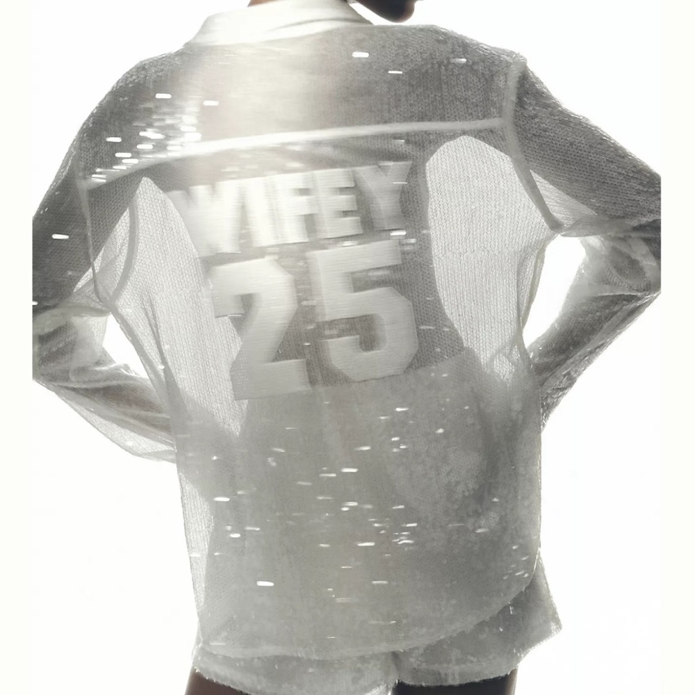 White Sequin Sheer Shirt